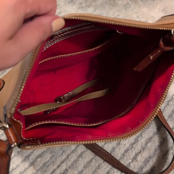 Dooney & Bourke Brown and Tan Leather Crossbody Bag - Picture 3 of 12